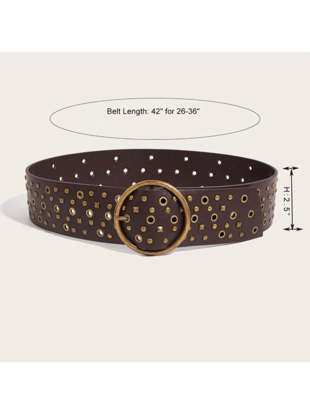 Women's Brown Leather Concho Belt Vintage Cowgirl Studded Belt Country Belt